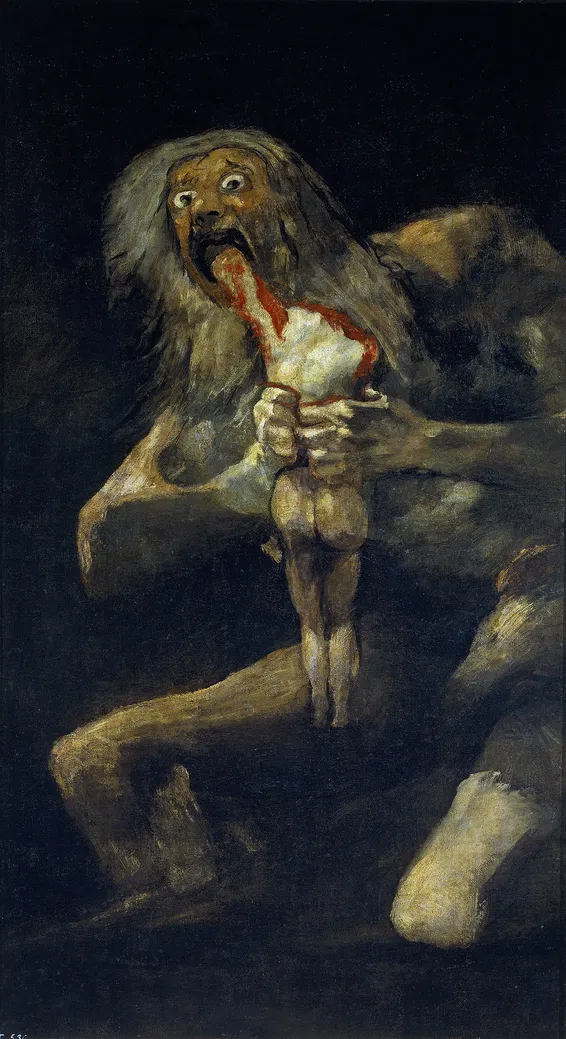 Saturno devorando a su hijo - Francisco de Goya. El Saturno romano se identifica con el Cronos griego.