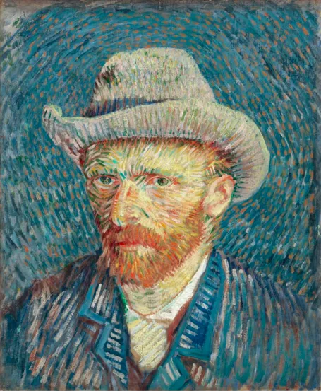Autorretrato con sombrero de fieltro gris de Van Gogh