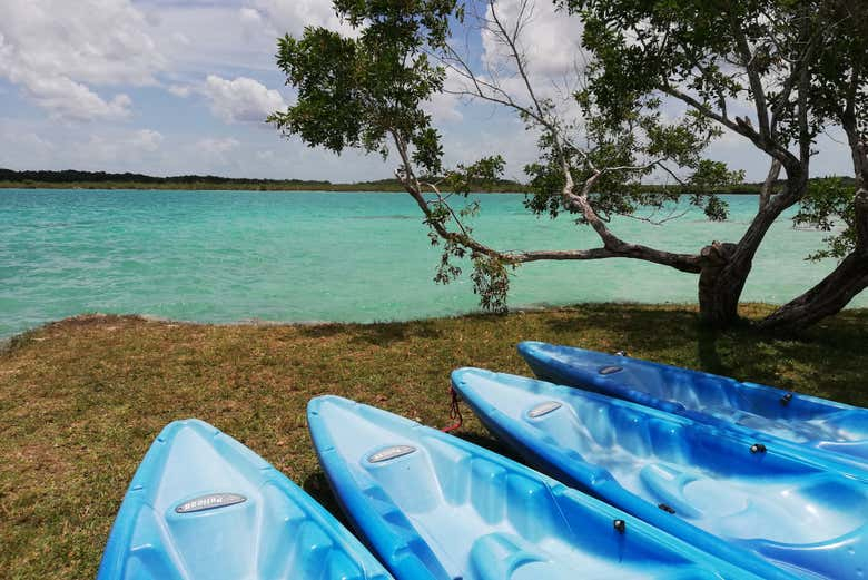 Tour en kayak por la laguna Bacalar 