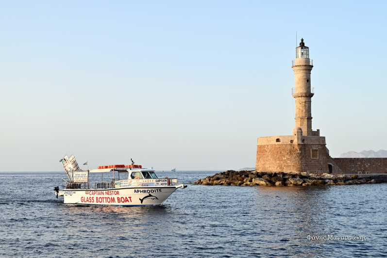 Ciudad de Chania: Crucero en barco con fondo de cristal a Thodorou y Lazareta