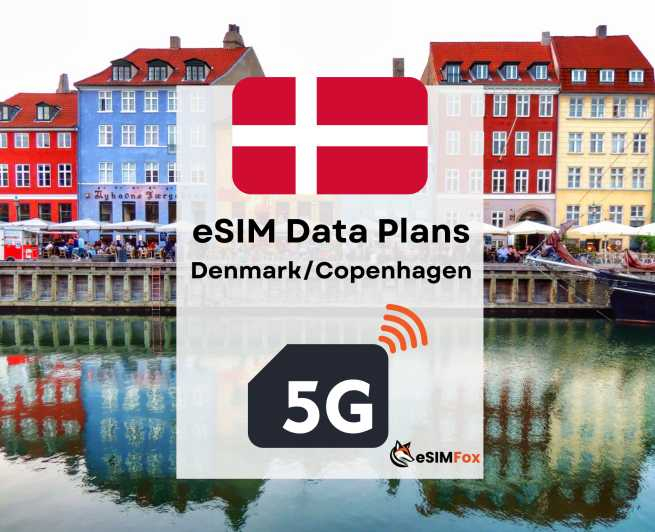 Copenhague : Plan de datos de Internet eSIM para Dinamarca 4G/5G