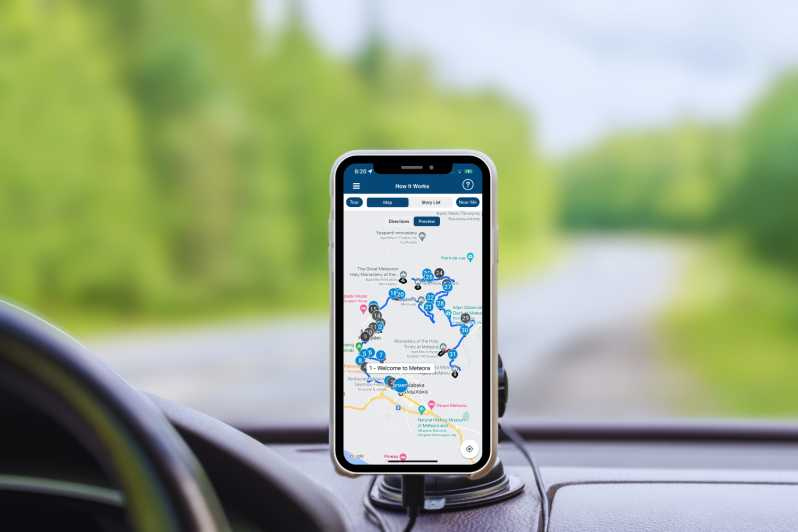 Meteora: Recorrido autoguiado en coche basado en una app