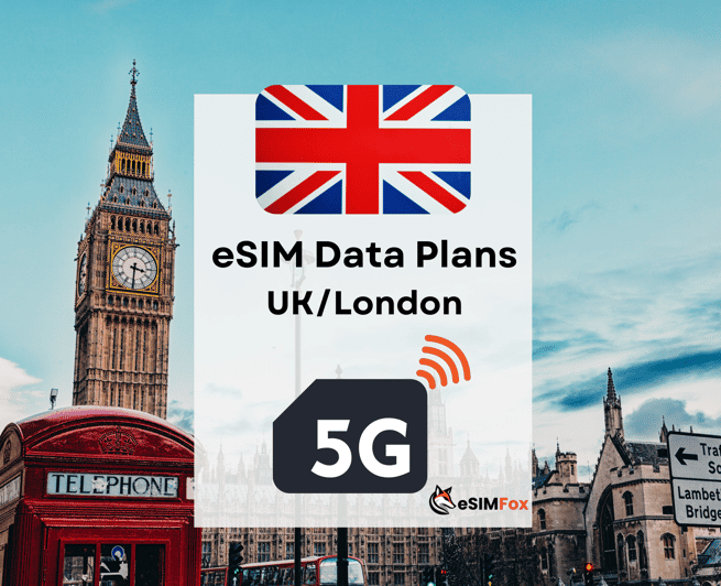 Londres: Plan de datos de Internet eSIM para Reino Unido UK 4G/5GB