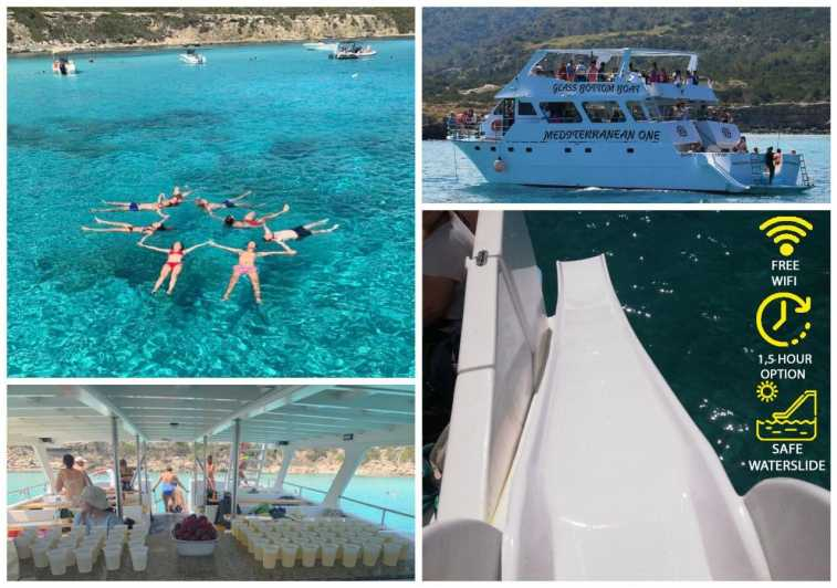 Desde Pafos: Excursión de un día en autobús por la Laguna Azul y en barco por el tobogán acuático