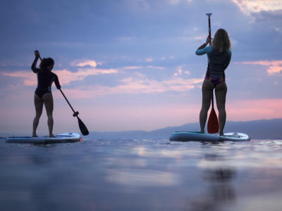 Clase de stand up paddle en Recco, cerca de Portofino