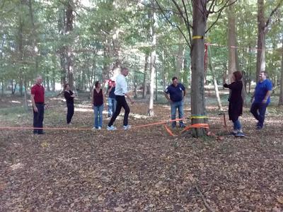 Sesión de slacklining en Fontainebleau