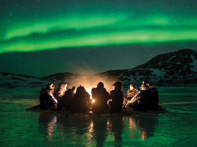 Persecución en minibús de la aurora boreal, Tromso