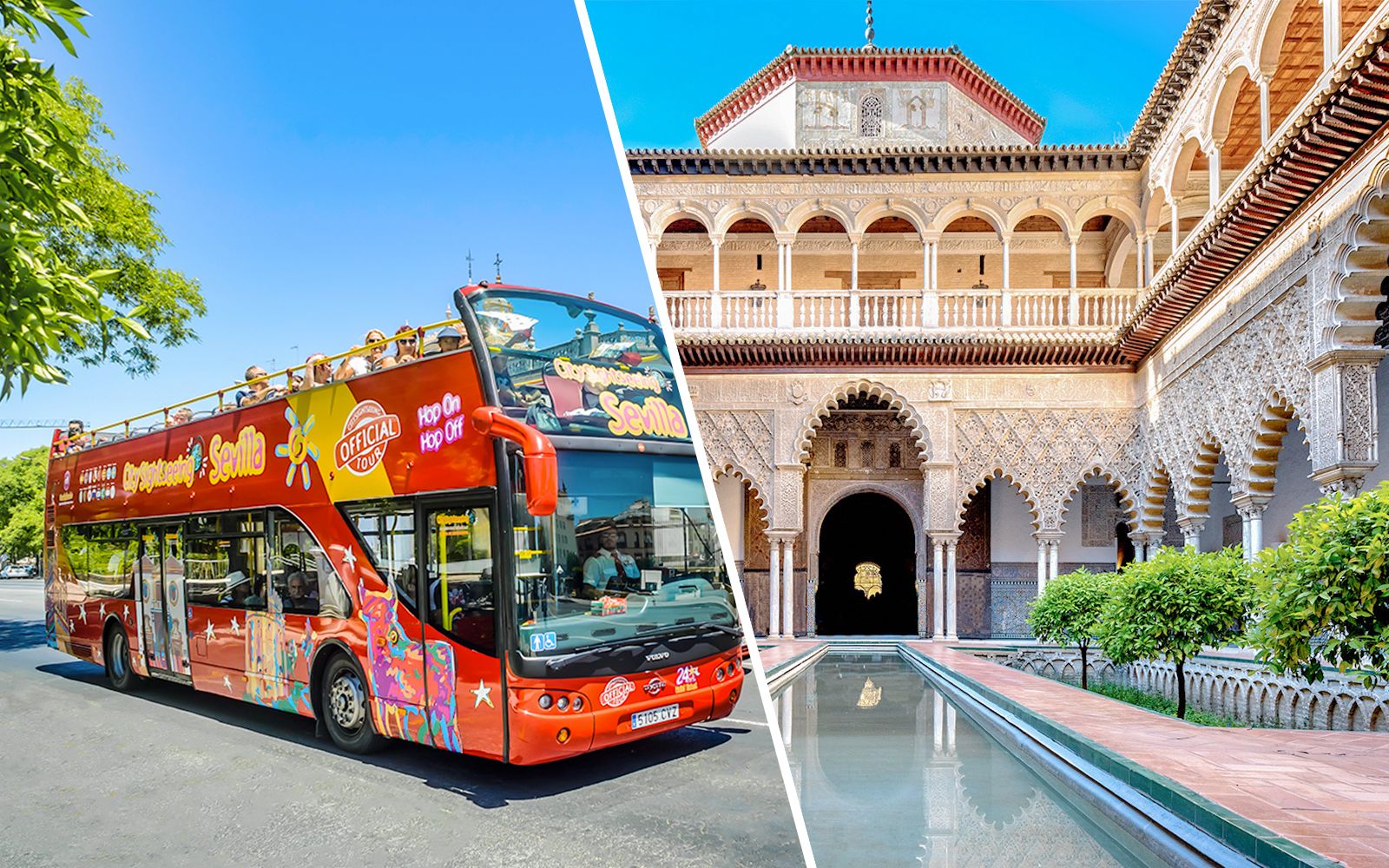 Imagen del tour: Combo: autobús turístico Sevilla 24 horas + entrada sin colas para Alcázar de Sevilla