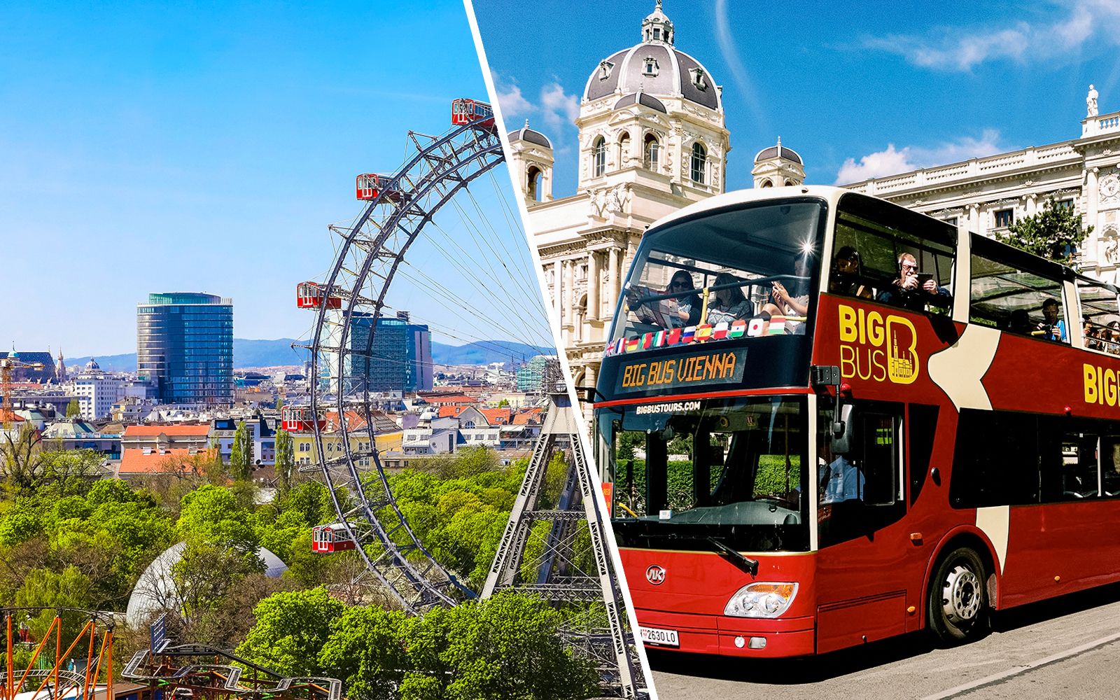 Imagen del tour: Viena: entrada sin colas a la noria gigante + pase de 24/48 horas para el autobús turístico Big Bus y tour nocturno