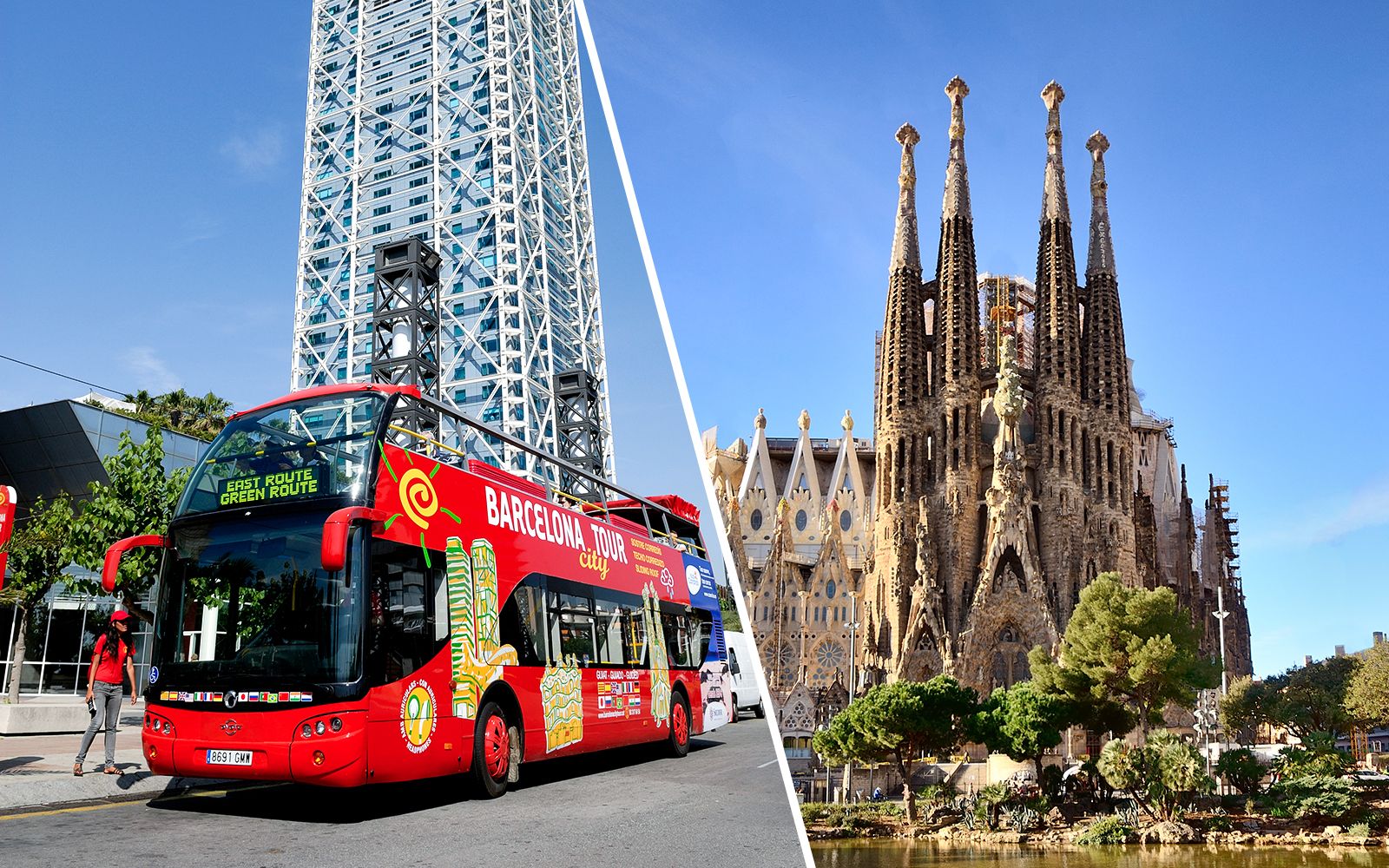 Imagen del tour: Combo Barcelona: bus turístico de 1 o 2 días por Barcelona + entrada acompañada de acceso prioritario a la Sagrada Familia