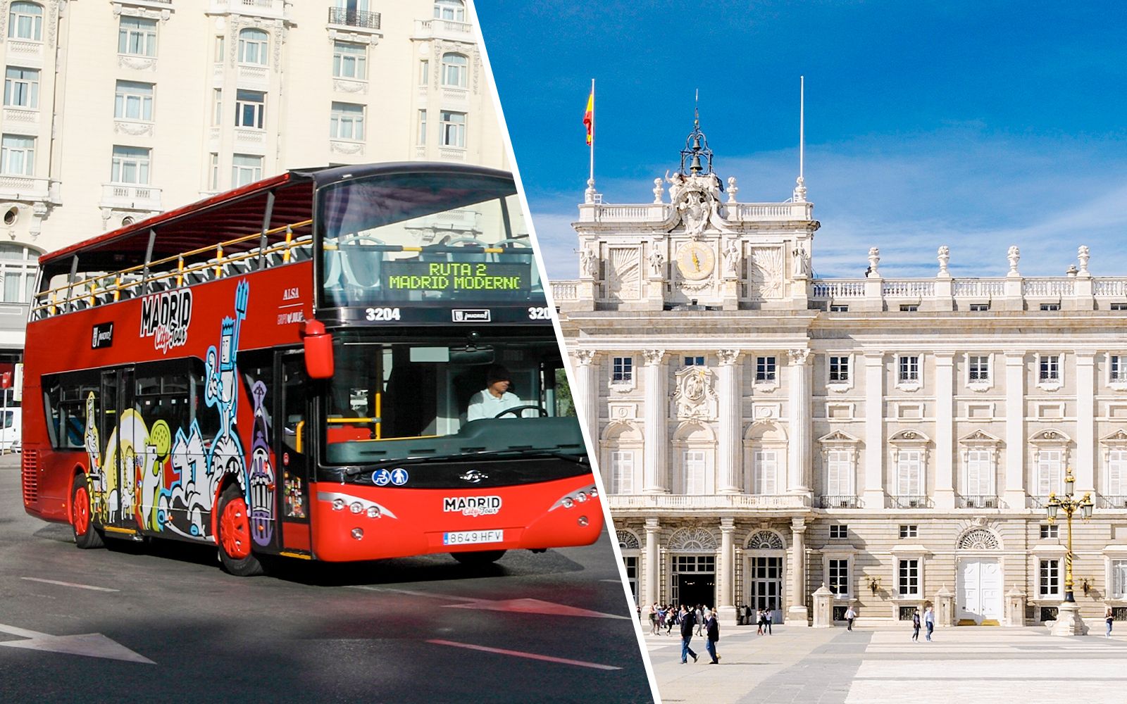 Imagen del tour: Madrid: combo de entradas con tour en autobús turístico de 1 o 2 días + acceso sin colas al Palacio Real