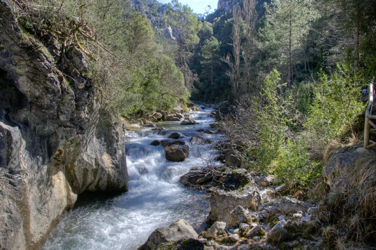 El rio en un valle con rocas y zonas verdes