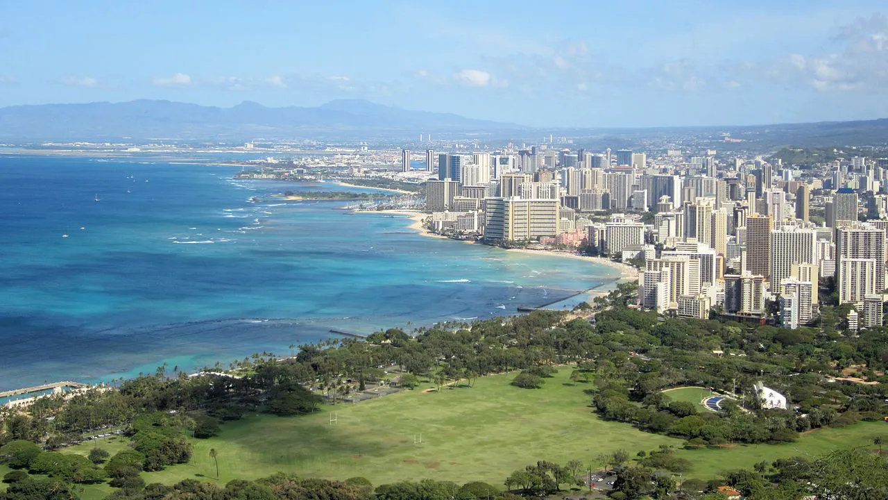 Panorámica aérea de Honolulu, Hawai.