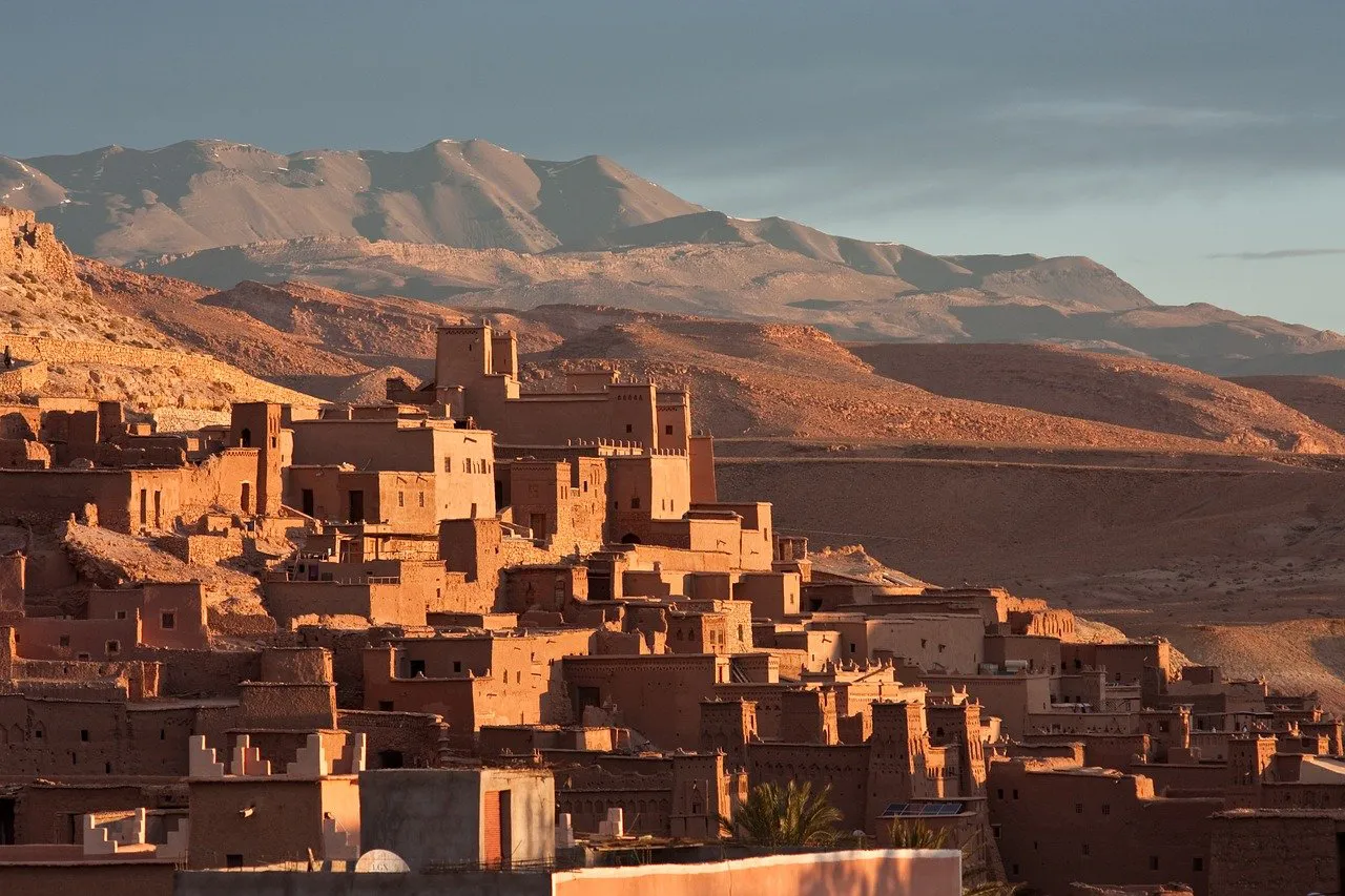 Ksar de Ait Ben Haddou al atardecer, Marruecos.