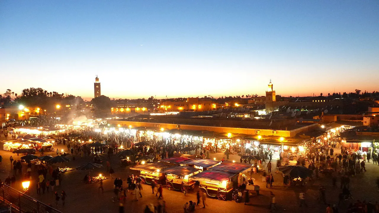 Panorámica de Marrakech al anochecer.
