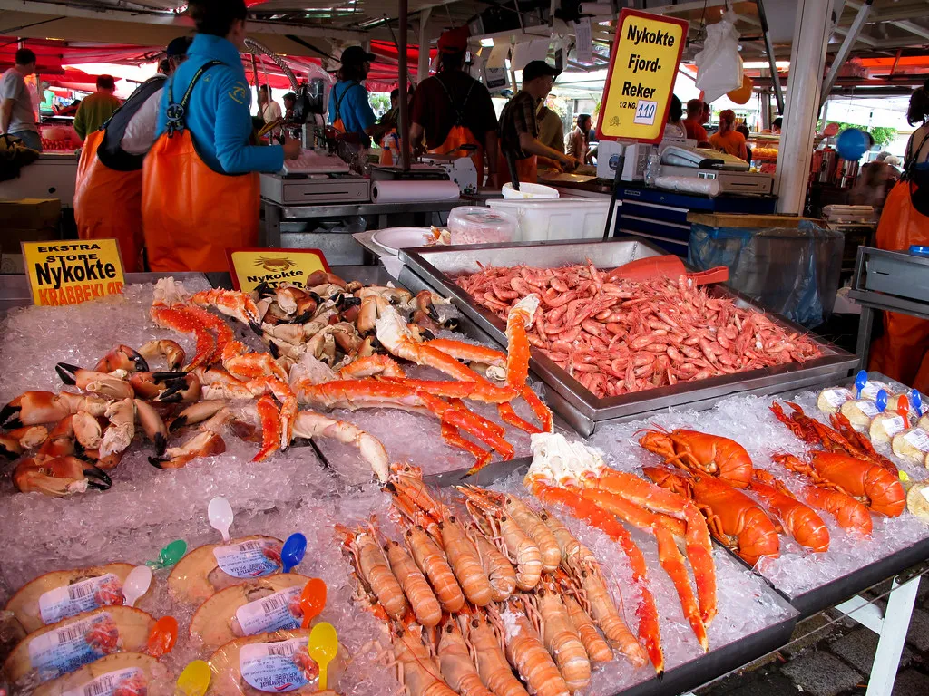 Mercado de pescado de Bergen, Noruega