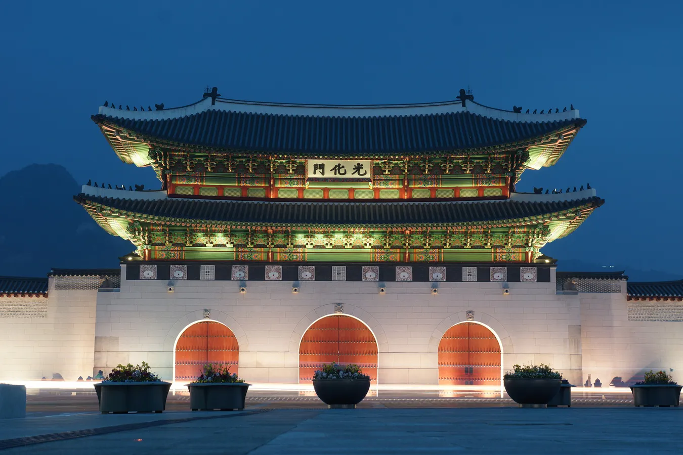 Puerta de Gwanghwamun, el monumento (restaurado) más importante de Corea del Sur.