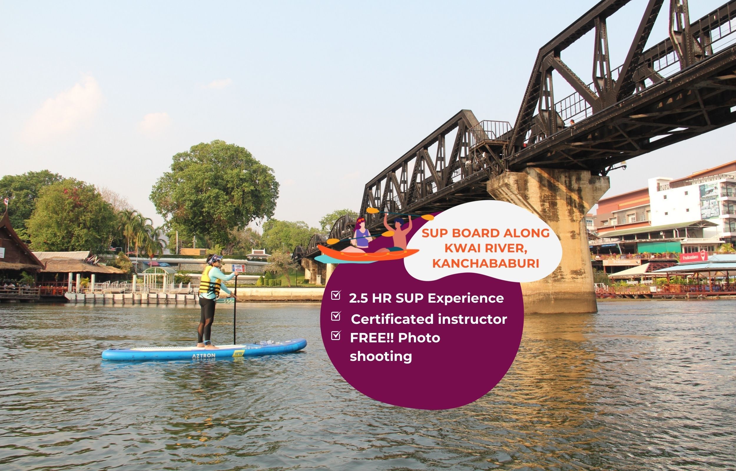 Imagen del tour: SUP Experience in Kwai River Kanchanaburi by Paddle More Thailand