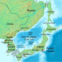 Mapa de Japón y Corea